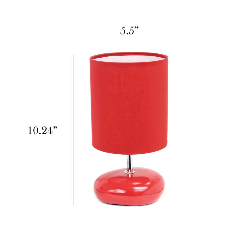 Simple Designs LT2005-RED-2PK Stonies Small Stone Look Table Desk Bedside 2 Pack Lamp Set, Red - Image 2